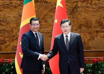 Chinese Foreign Minister Qin Gang with his Sri Lankan counterpart Ali Sabry