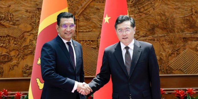 Chinese Foreign Minister Qin Gang with his Sri Lankan counterpart Ali Sabry