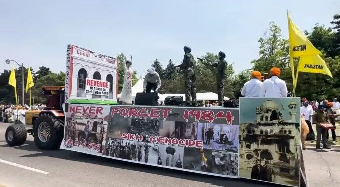 Khalistanis flaunt Indira Gandhi's assassination tableau in Brampton, Canada (Image: Twitter)