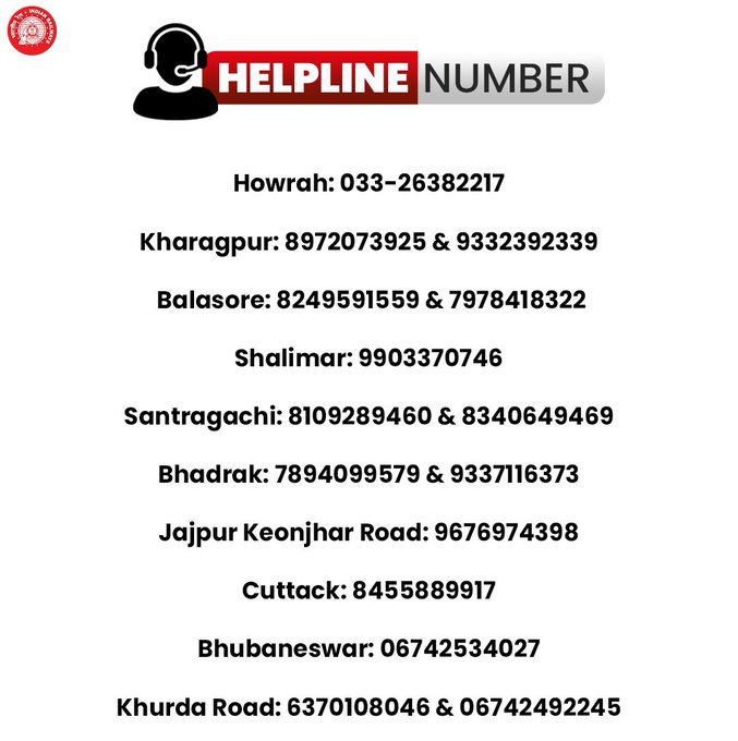 Odisha triple train crash helpline no