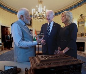 PM Narendra Modi with US president Joe Biden and first lady Jill Biden