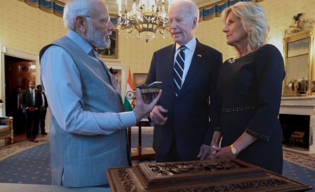 PM Narendra Modi with US president Joe Biden and first lady Jill Biden