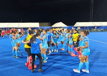India's Junior Women Hockey Team celebrates after maiden Junior Asia Cup (Image: TheHockeyIndia/Twitter)