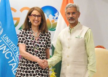 EAM S Jaishankar with Secretary General of UN Conference on Trade & Development, Rebeca Grynspan (Image: DrSJaishankar/Twitter)