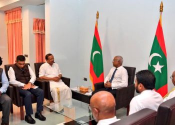 Minister of State for External Affairs V Murleedharan with President of Maldives Ibrahim Mohamed Solih (Image: MOS_MEA/Twitter)