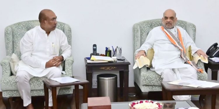 Manipur CM N Biren Singh meets Union Home Minister Amit Shah