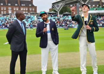Rohit Sharma and Pat Cummins at the toss of World Test Championship final at The Oval (Image: BCCI/Twitter)