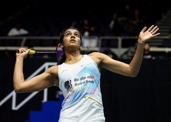 PV Sindhu at the US Open Super 300 badminton tournament