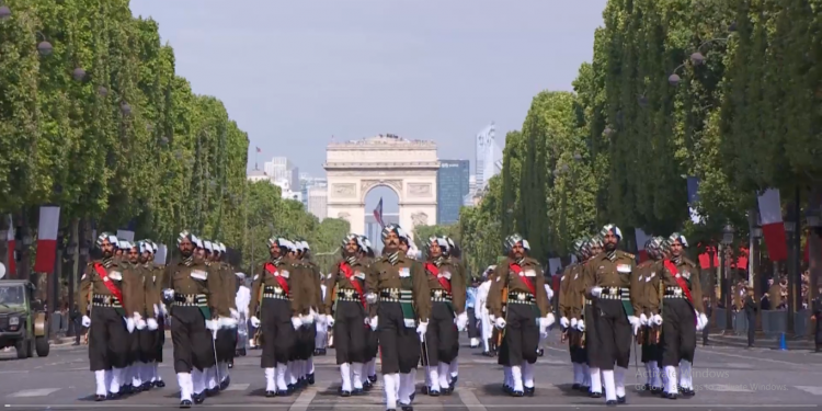 Punjab Regiment contingent participating at the Bastille Day parade