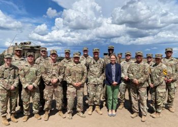 US Ambassador to NATO Julianne Smith with US Troops in Lithuania