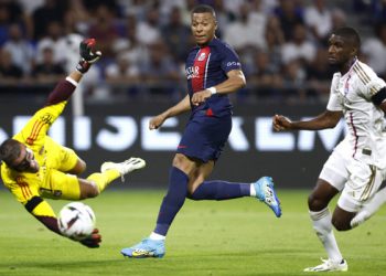 Soccer Football - Ligue 1 - Olympique Lyonnais v Paris St Germain - Groupama Stadium, Lyon, France - September 3, 2023
Paris St Germain's Kylian Mbappe scores their fourth goal REUTERS/Gonzalo Fuentes