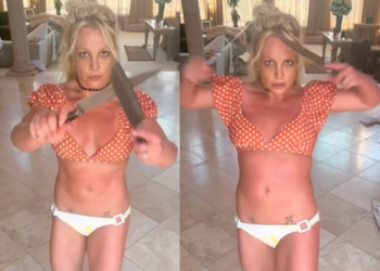 Britney Spears performs dangerous dance with butcher knives
