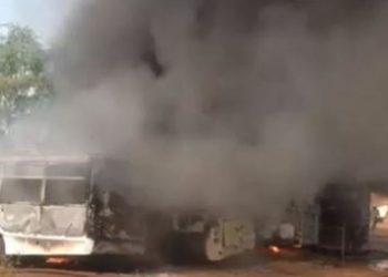 Five bus gutted in fire in Bhubaneswar