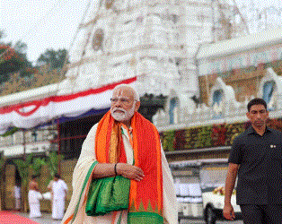 PM Modi visits Tirupati shrine, prays for prosperity of Indians