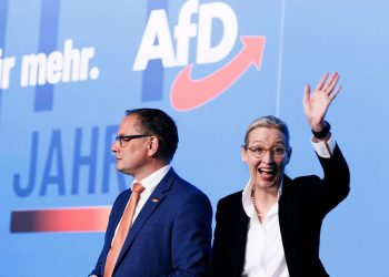 AfD co-leaders Tino Chrupalla (left), and Alice Weidel (PC: Carsten Koall via telegraph.co.uk)