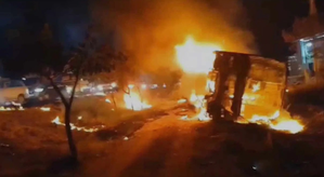 Bus catches fire in Telangana, woman charred to death