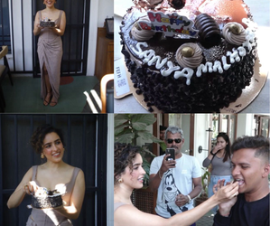 Sanya Malhotra parties with paps on her 32nd birthday, cuts cake with them