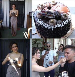 Sanya Malhotra parties with paps on her 32nd birthday, cuts cake with them