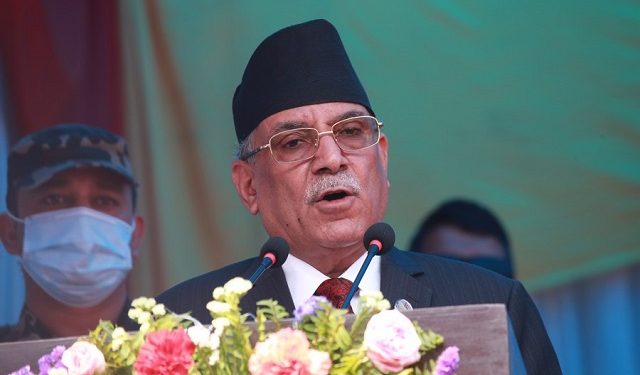 Pushpa Kamal Dahal (Photo by Hari Maharjan/Xinhua)