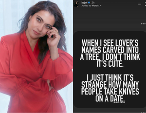 Kajol reacts to lovers carving names on trees, wonders how many 'carry knives on a date'