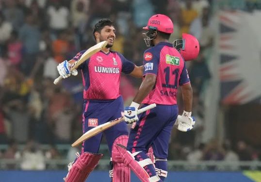 RR takes royal stride towards play-off, beat LSG by 7 wickets Lucknow: Sanju Samson scored five runs less than his opposite number KL Rahul but his unbeaten 71 off 33 balls had five times more impact compared to Rahul's relatively sedate 48-ball-76 as Rajasthan Royals took a giant leap towards IPL play-offs by comfortably beating Lucknow Super Giants by seven wickets here Saturday. While Rahul still is favourite to become Rishabh Pant's understudy as the second glovesman at the T20 World Cup, Samson did hit four classy sixes, including the winning one in a chase of 197, to keep himself in the discussion for that US bound flight. Samson and Jurel came together after the Royals had stumbled from a brisk start to hand the advantage to the home side, putting on a robust stand of 121 runs in just 62 balls stand for the unconquered fourth wicket to take their side over the line. Chasing a tricky 197 with LSG deploying seven bowlers including two leg-spinners, Rajasthan finished at 199 for three to win with an over to spare. On his part, the young Jurel finally discovered his mojo to put behind a barren run, smacking five fours and two sixes to make a sturdy 52 not out off 34 balls. The win took top-placed Rajasthan to 16 points — six clear from the second-best Kolkata Knight Riders — and a step closer to become the first team to reach the playoffs in the 17th edition. The play-offs cut-off this year is likely to be 18 points if one goes by the current mid-table muddle. LSG remained on fourth spot with 10 points in bag. Rajasthan openers Yashasvi Jaiswal (24) and Jos Buttler (34) knocked off 60 runs from the target unscathed, but their side went through a slump in the following overs while also losing three wickets in quick succession. It began with Buttler walking across his stumps to miss an angled full toss from Thakur, who knocked down the leg-stump for the first breakthrough. Marcus Stoinis bowled an innocuous delivery outside off to invite a free-flowing Jaiswal to go for it. The left-hander obliged but did not connect well, finding Bishnoi at deep point. LSG's plans to tie the Royals down with leg-spin became evident when the 41-year-old Amit Mishra came on as impact substitute and got the priced scalp of Riyan Parag (11) in his first over. Rajasthan slipped from 60 for no loss to 78/3 after nine, and this was when Jurel and Samson began their recovery work to put Rajasthan back on track again. Jurel and Samson began with a six and a four respectively off Mishra to push the leg-spinner on the backfoot and took 17 runs off Thakur's second over. Krunal Pandya (0/24) did well on his part to send down a few measly overs in between but RR were back on charge again when Mohsin Khan came on in the 14th over. Jurel hit the left-armer for 20 runs including three fours and a six in Mohsin's third of the game and also enjoyed a reprieve when Thakur, placed at short third man, dropped a crucial catch when the RR batter was on 32. Bishnoi's introduction as late as in the 16th over had no impact whatsoever, with RR having grasped full control of the proceedings. The leg-spinner leaked another 16 runs as RR inched closer to the finish line. Earlier in the first half, Rahul (76 off 48 balls) dug deep with Deepak Hooda (50 off 31 balls) as Lucknow Super Giants managed a competitive 196/5 against Rajasthan Royals. Rahul and Hooda gave LSG a solid footing with a 62-ball 115-run stand for the third wicket after early blows, but the failure of others meant the hosts could not capitalise on the hard work by the two. Rahul's 48-ball 76 with eight fours and two sixes was his fourth fifty of the season while Hooda banished his poor string of scores to make his first big score this IPL. PTI IPL, RR, LSG