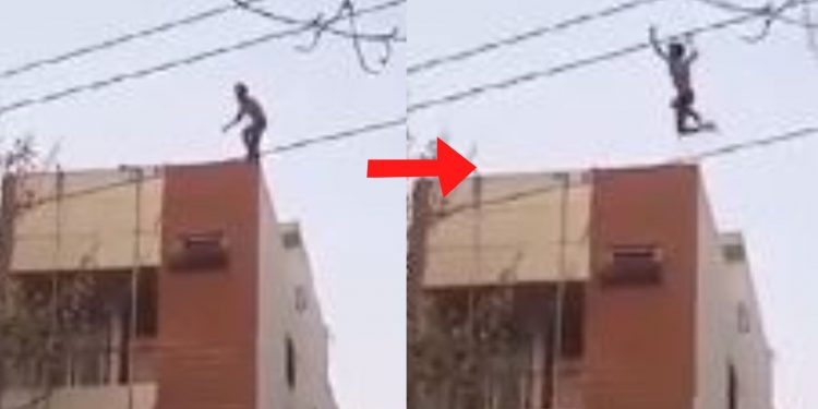 Viral video man jumps from third floor to escape police