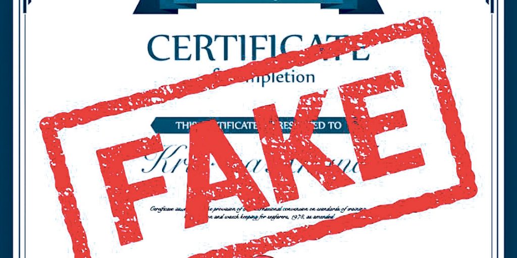 Fake certificate