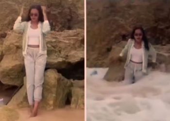 Chilling viral video_She posed for a photo near sea; then unthinkable happened