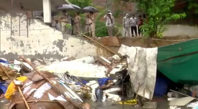 Eight dead after wall collapse in Delhi’s Jaitpur during downpour