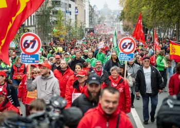 Belgian police fire tear gas as thousands protest austerity measures