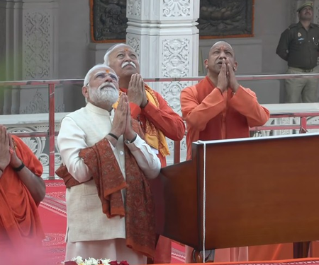 PM Modi hoists sacred 'Dhwaj' at Ram Janmabhoomi Temple