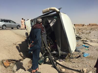 Five killed, 44 injured as bus overturns in Afghanistan