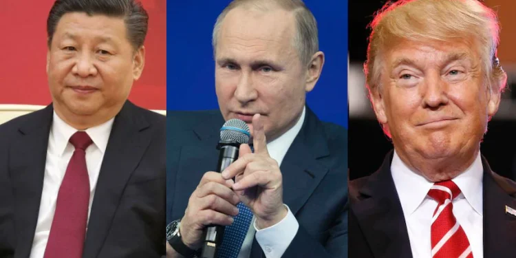 Xi Jinping, Vladimir Putin and Donald Trump