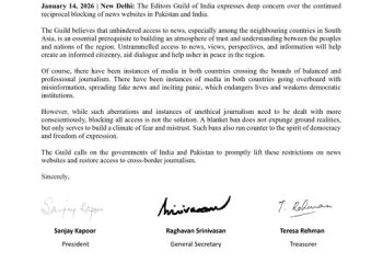 Editors Guild urges India, Pakistan to lift curbs on news websites
