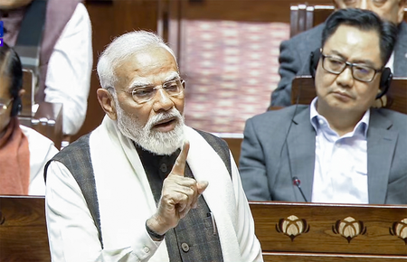 Modi counters Congress in Rajya Sabha, delivers 100-minute speech