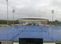 Stadium during rain