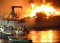 Oil tanker catches fire