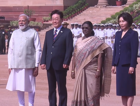 South Korean President accorded ceremonial welcome at Rashtrapati Bhavan