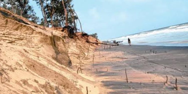 Sea errosion at turtle nesting site in Kendrapara