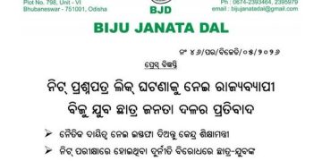 Biju Janata Dal stages statewide protest over NEET-UG paper leak