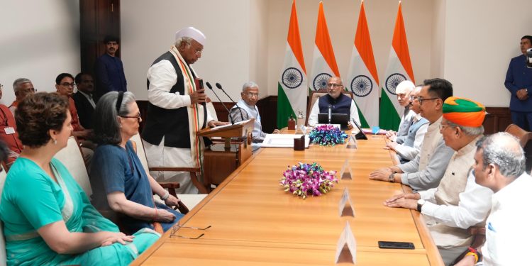 Congress chief Kharge takes oath as Rajya Sabha member