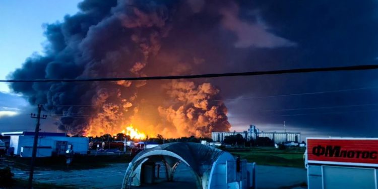 Ukraine's drone assault ignites major oil refinery in Russia