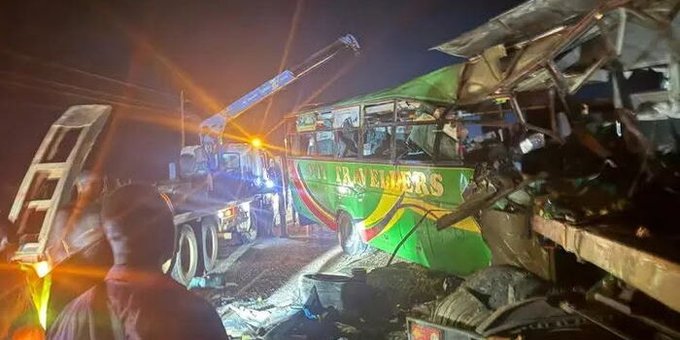 Bus collision with truck leaves 14 dead in remote area of northern Uganda