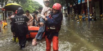 Authorities in southern China said Thursday that 39 people have died in flooding from Tropical Storm Maysak. Most of the deaths were related to the breach of a dam in the city of Nanning, which claimed 26 lives, said Ding Wei, the city's vice mayor, at a news briefing. Maysak brought record rainfall to the Guangxi region, breaching reservoirs and stranding people for days in homes and other buildings. The previously announced death toll was six people.