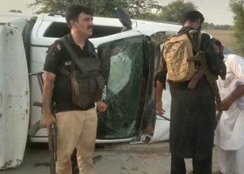 Three security personnel injured in gun attack on police vehicle in Pakistan