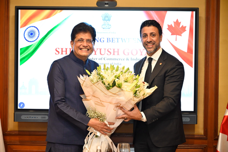 Piyush Goyal meets Canadian Minister Maninder Sidhu