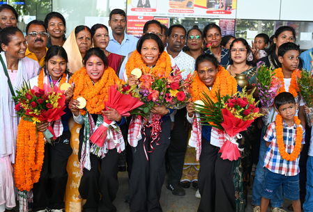 Asian Games gold medallists Salima Tete, three Jharkhand players return home